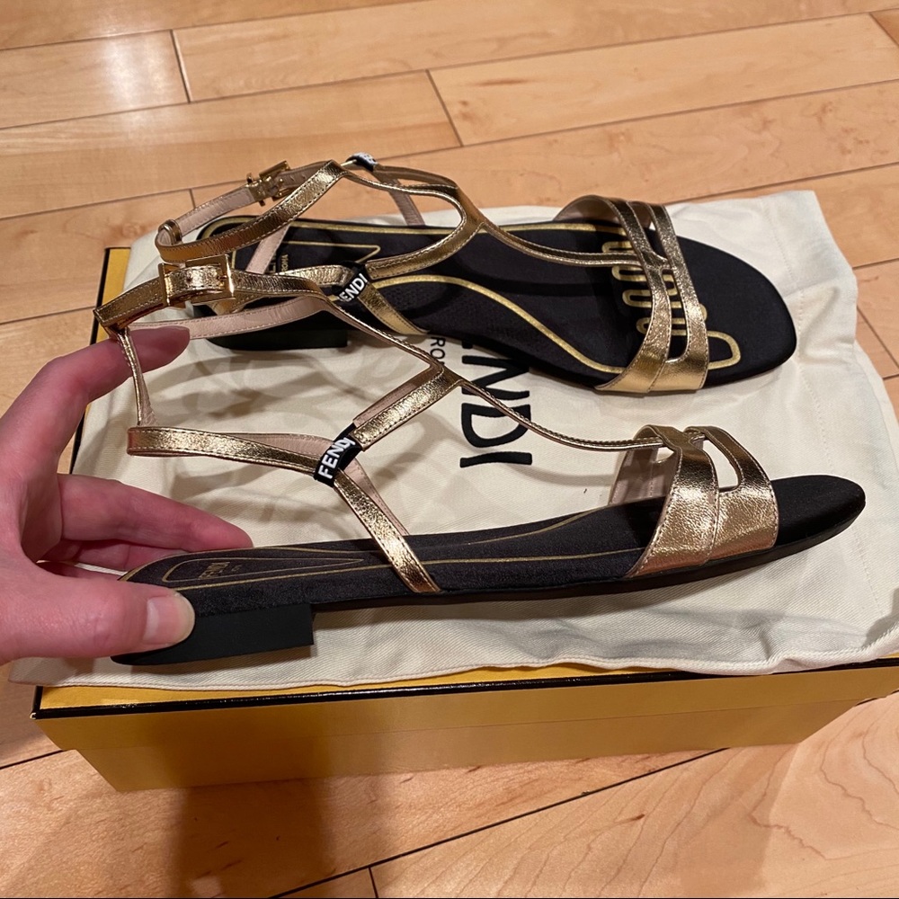 Fendi Gold Strap Sandals
